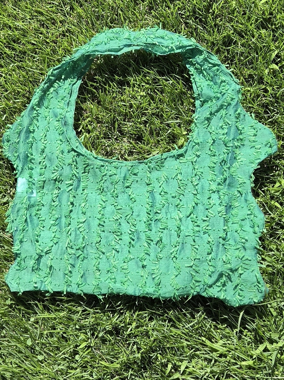 Handmade Green Textured Tote Bag